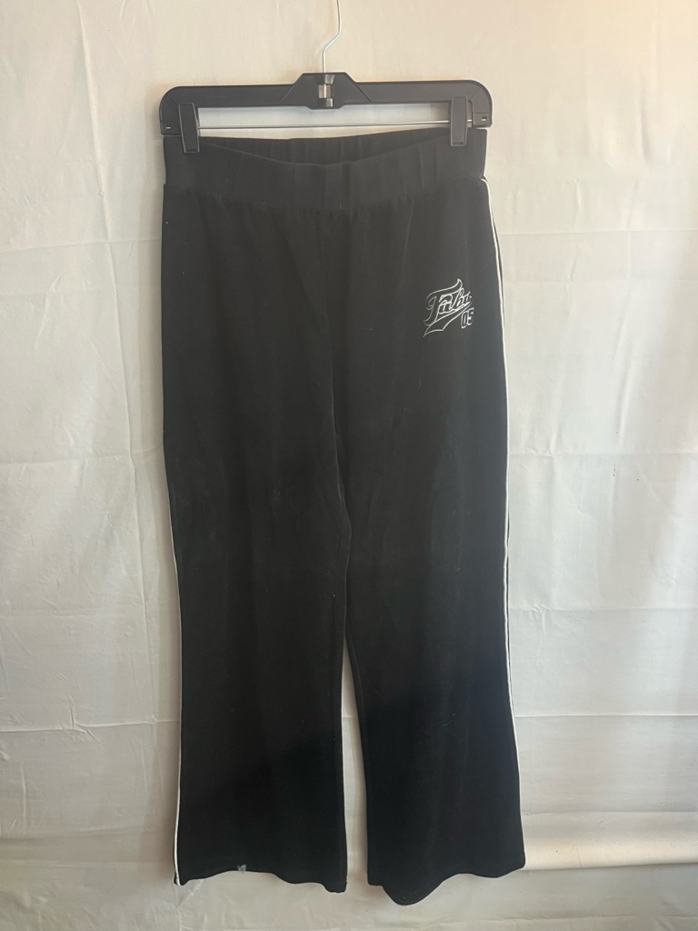 Forever 21 x Fubo Black Velour Track Pants with White Side Stripe